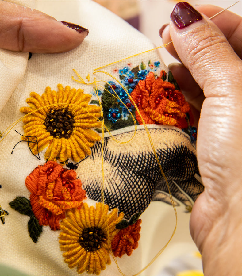 Picture of the making of handmade embroidery