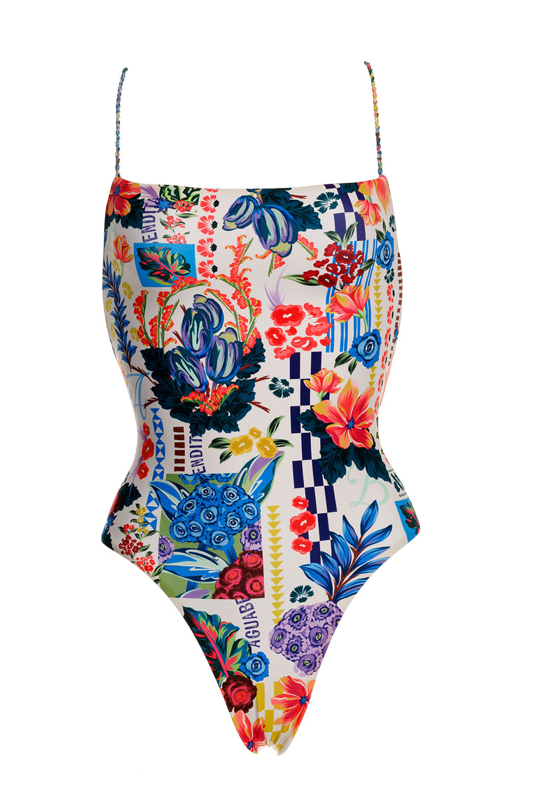★ PISCESS★ Doodle Drawing One Piece Swimsuit Apricot 5006 Citrus Kali One Piece Swimsuit | Agua Bendita | 18192 – Agua