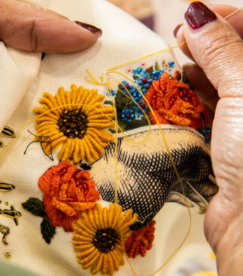 Picture of the making of handmade embroidery 