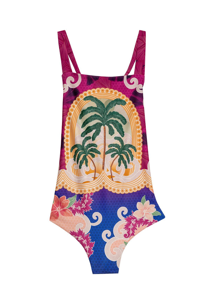 Kanu Surf Jasmine Halter Costume Intero Bambina Con Stampa Tropicale - UPF 50+