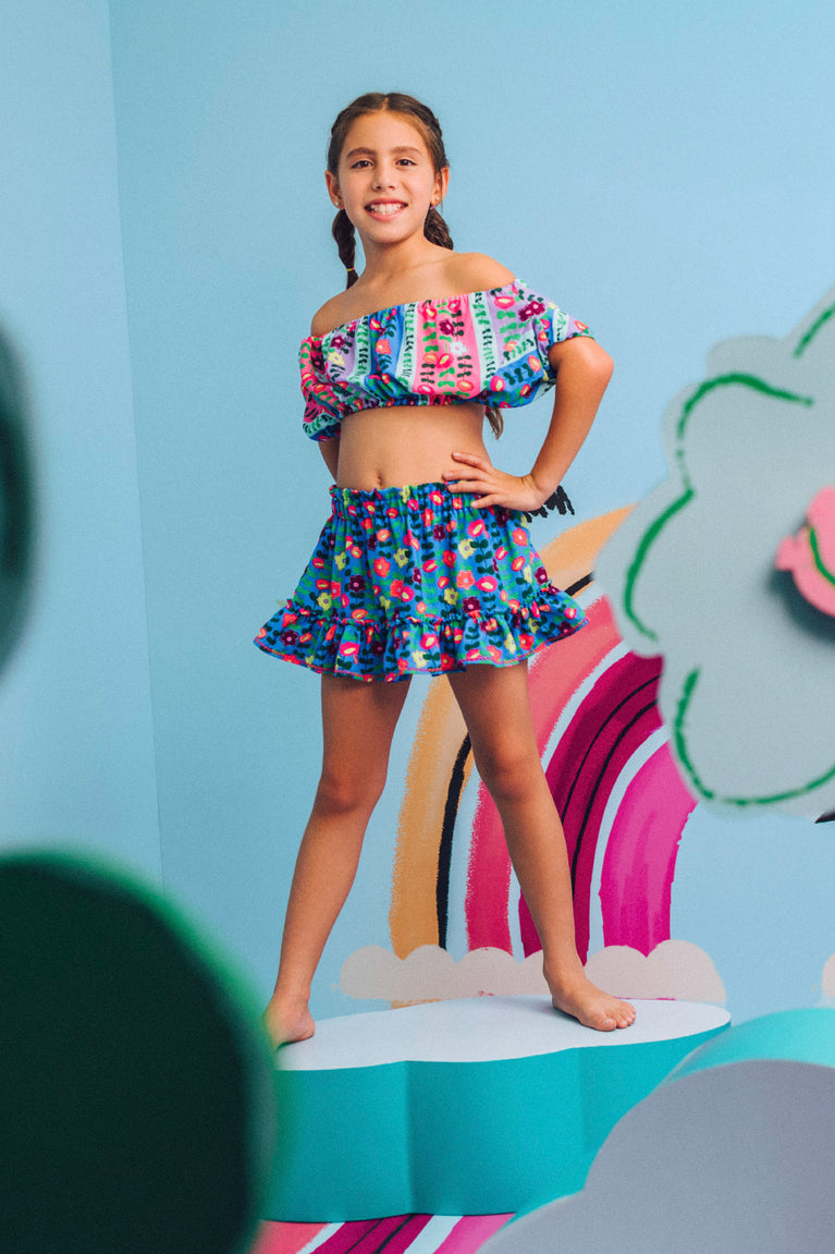 Tuta Estiva Graffiti Per Bambine E Ragazze - Completo Top E Shorts In Cotone 100% - Stile American Graffiti - Foto 8