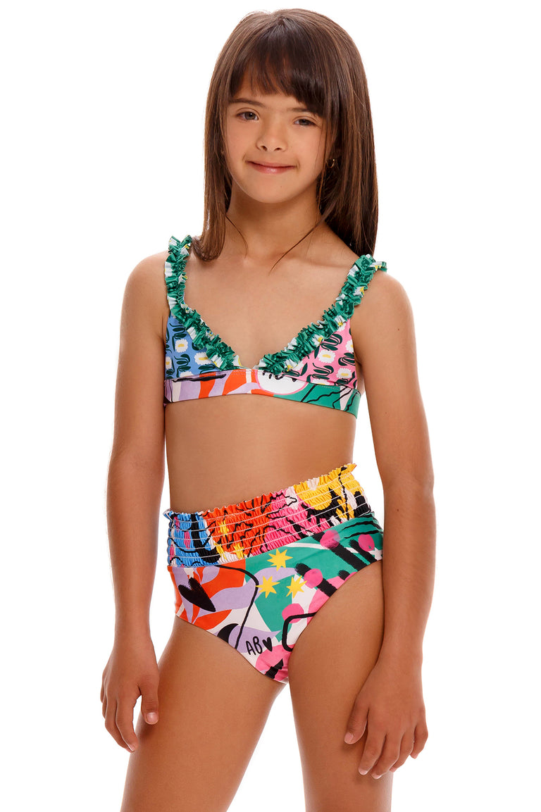 Teen Girls Plaid Twist Bikini Swimsuit